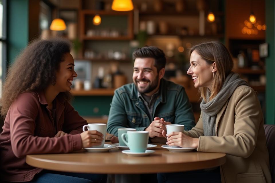 Hűséges vásárlók élvezik a kávét egy hangulatos kávézóban