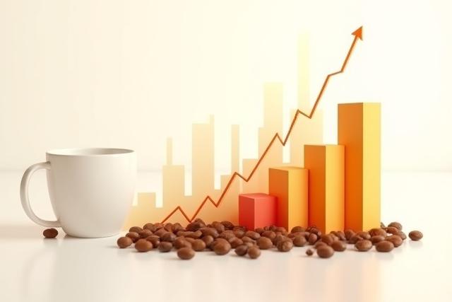 Grafikonok és adatok egy kávézó sikerének kulcsfontosságú mutatóit illusztrálva